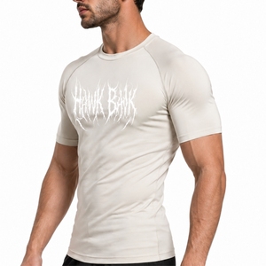 T-shirt de compression pour homme, doux et confortable, extensible, vêtements de sport, respirant, séchage rapide, Spandex/Coton, OEM - Product Image 3