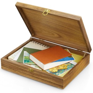 Caja de cuentas de oración hecha a mano con madera de acacia ecológica, correa de cuero vintage y caja de regalo |   Almacenamiento al por Mayor - Product Image 1