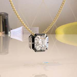 Collar Elvora Gems con Colgante de Moissanita de Corte Octogonal Geométrico, Oro Sólido de 2.8CT, Certificado IGI, Chapado en Rodio, Cadena de Cuerda, para Fiesta - Product Image 4