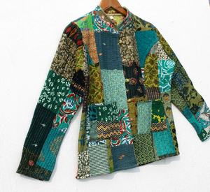 Nouvelle arrivée hiver Vintage réversible Kantha vestes femmes à la main multicolore coton Patchwork respirant Plaid broderie - Product Image 4