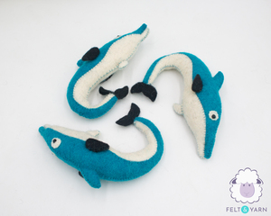 Felt & Yarn Wool Felt Stitched <b>Dolphin</b> Handmade <b>Toy</b> for Child Under the Sea Theme - Product Image 6
