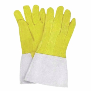 ถุงมือหนังแท้แบบแยกส่วน สำหรับงานหนัก หนังวัวแท้  โลโก้สั่งทำได้  ผิวเรียบ ทนความร้อน  ปลอกแขนนิรภัยสำหรับงานอุตสาหกรรม ขนาด 40 ซม. - Product Image 2