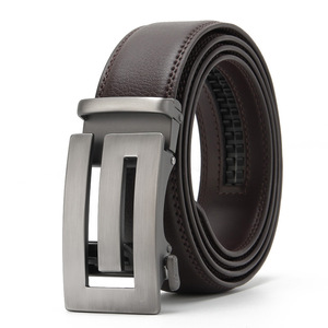 Black Genuine Leather <b>Belt</b> Men Formal Rectangular Steel Plate Buckle Durable Solid Color <b>Dress</b> <b>Belt</b> - Product Image 5