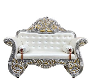 Silla de Boda de Aluminio Romántica Vintage Tallada de Lujo, Tapizada con Flores Plateadas y Blancas, para Eventos y Banquetes al Aire Libre - Product Image 2