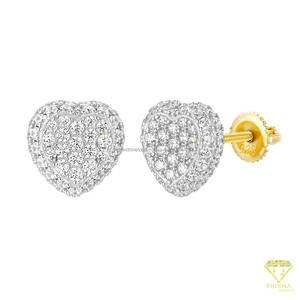 Boucles d'oreilles en argent sterling 925 avec diamants Moissanite, bijoux étincelants en forme de cœur, cadeau romantique pour femmes - Product Image 5