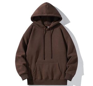 Sweat-shirt à capuche gris pour homme, coupe ample, couleur unie, en molleton de coton, pull décontracté pour l'automne - Product Image 5