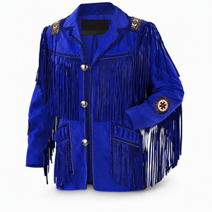 Men's Plus Size <b>Suede</b> <b>Fringe</b> <b>Jacket</b> Turn-down Collar Embroidered Decor Tassel Casual Autumn Wear Regular Sleeve - Product Image 2