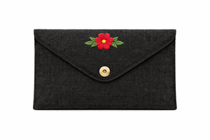 Pochette minimaliste premium écologique en jute noire, pochette enveloppe minimaliste écologique, sac à main de soirée avec fermeture magnétique pour femmes - Product Image 5