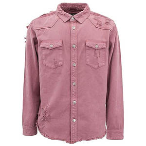 Blouson en jean déchiré uni pour homme, col montant, logo frontal, délavé, style streetwear hiver, service OEM - Product Image 3