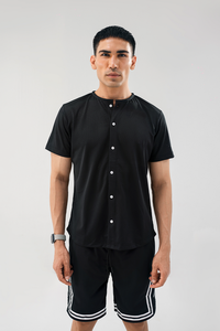 กางเกงขาสั้นผู้ชายสีดำ ผ้าแคนวาส ระบายอากาศได้ดี เอวยางยืด ทรงกลางลำตัว สไตล์ลำลอง - Product Image 4