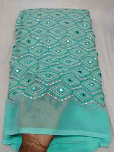 Vestido de fiesta Fox Georgette con bordado de espejos, diseño de Fox Georgette, con detalles brillantes de espejos reales y bordados. - Product Image 5