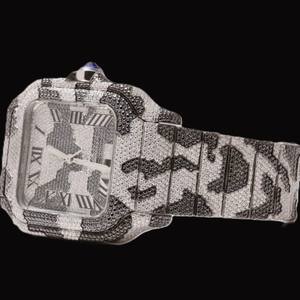 High Quality <b>Black</b> and White Moissanite Diamond Auto Date Features With Roman Numerals Square Dial Hip Hop Style <b>Man's</b> <b>Watch</b> - Product Image 3