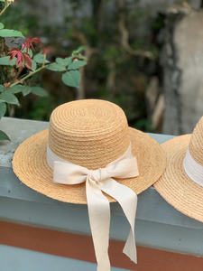 Sombrero de paja de ala ancha para mujer con cinta y correa para la barbilla a prueba de viento, sombrero de playa de verano - Product Image 5