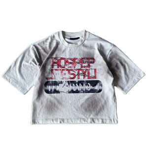 Camiseta de Algodón Lavado de Alta Calidad en Oferta, Camiseta Oversize con Estampado Urbano y Estilo Hip-Hop para Hombre - Product Image 4