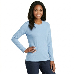 Women Solid Long Sleeve T Shirt Soft Breathable Cotton Fabric Regular Fit Lightweight Casual Fashion Wear <b>Top</b> - Product Image 3