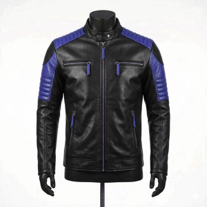 Veste en cuir véritable rouge de qualité supérieure, design personnalisé, style streetwear, col carré, veste en cuir d'extérieur pour homme, vente chaude - Product Image 1