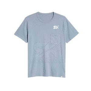T-shirts unis à poche de haute qualité en coton, marque privée, en gros - Product Image 6