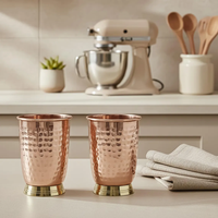 Verre simple 100% cuivre pur avec polissage miroir brillant, fait main, écologique, verre court classique pour la cuisine et les fêtes