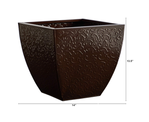 Maceta Cuadrada Decorativa, Maceta para Jardín con Diseño en Relieve y Acabado Patinado - Product Image 3