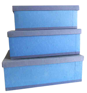 Boîte cadeau en carton bleu uni, faite à la main, en papier de coton recyclé, différentes tailles, vente en gros, personnalisable, très demandée - Product Image 2