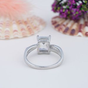 Classic Fine Jewelry <b>Rings</b> Square Topaz 925 Sterling Silver Gemstone <b>Ring</b> with <b>CZ</b> Zircon <b>Ring</b> for Women - Product Image 3