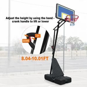 Canestro da Basket Portatile con Tabellone da 39 Pollici, Regolabile 8.04 ft - 10.01 ft, Attrezzatura Professionale da Campo per Giovani e Adulti - Product Image 3