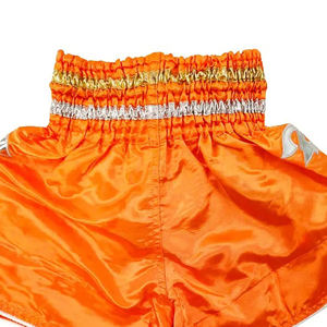 Shorts de boxe Muay Thai MMA en tissu satiné noir respirant à séchage rapide 100% polyester, logo personnalisé, vente en gros - Product Image 5