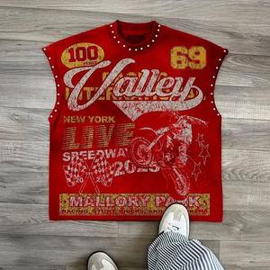 Camiseta sin mangas personalizada de algodón 100% de alta calidad, ecológica y de secado rápido, con estampado serigráfico, corte oversize y estilo boxy para hombre. - Product Image 1