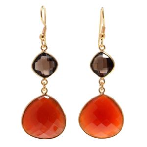 18K chapado en oro de 925 plata esterlina hidro ahumado y naranja pendiente para mujeres y niñas pendiente - Product Image 1