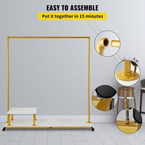 Estante para Ropa Resistente de 59.1''x14.2''x63.0'' con 4 Ruedas Giratorias, Estante Inferior y Estante Lateral, Robusto y para Ropa - Product Image 6