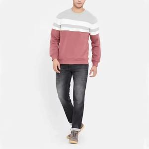 เสื้อสเวตเชิ้ตแขนยาวคอกลมลายทางสีโรสโกลด์และเทาสำหรับผู้ชาย  รับผลิตตามแบบ OEM ODM ขายส่งเสื้อผ้าพร้อมสกรีนโลโก้ - Product Image 5