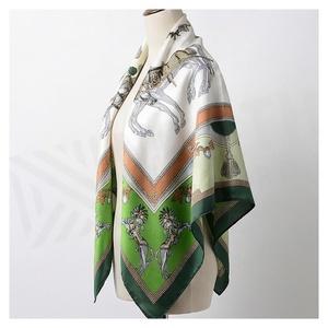 Elegant Women's <b>Square</b> Silk <b>Scarf</b> With Horse Pattern Multi-Functional Fashion Accessory All Seasons - Product Image 3