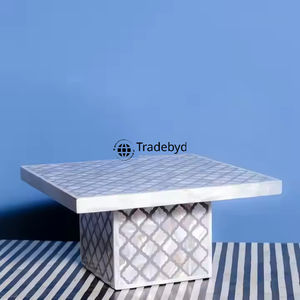 ขาตั้งเค้กทรงสี่เหลี่ยมผืนผ้า งานฝีมือสุดหรู เป็นมิตรกับสิ่งแวดล้อม ตกแต่งด้วยกระดูกฝัง สำหรับเสิร์ฟขนมหวาน โดย Tradebyd - Product Image 2