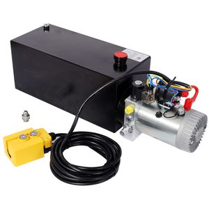 Unité hydraulique robuste 12V CC avec réservoir en acier de 12 litres et pompe hydraulique pour remorques à benne basculante, portes-bennes, remorques utilitaires et remorques à bois. - Product Image 1