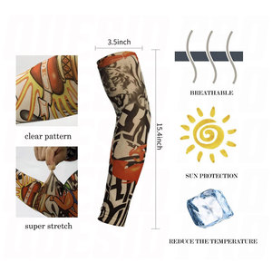 Manchon de bras en soie anti-UV, respirant et rafraîchissant, antidérapant, pour cyclisme, protection solaire, effet tatouage, grande taille - Product Image 3