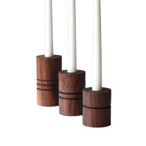 Mangue décorative en bois naturel avec support de bougie polonais marron foncé dessus de table de haute qualité nouveau design bougeoir - Product Image 1