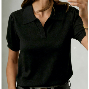 <b>Women's</b> Embroidered <b>Polo</b> <b>Shirt</b> Short Sleeve Knitted Casual Pullover Solid Color Couple Tee - Product Image 5