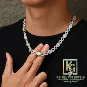 สร้อยคอโมอิสซาไนต์แบบ Cuban Link Infinity Clover ชุบทองบนเงินแท้ ชุบโรเดียม เหมาะสำหรับงานปาร์ตี้และงานแต่งงาน เป็นของขวัญ - Product Image 1