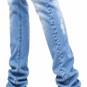 Jeans de Mezclilla para Hombre, Estilo Urbano, Lavado Desgastado, Corte Recto, Algodón, Moda Primavera, Cómodos y Elásticos - Product Image 6