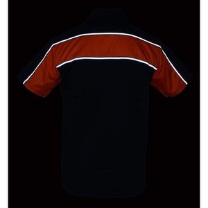 Camisa de Trabajo Resistente de Cuero para Hombre 2025, Estilo Mecánico Clásico, Botones Negros y Naranjas, Negra y Naranja, Trabajo Mecánico Clásico - Product Image 6