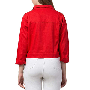 Women's Long Breathable Cotton <b>Denim</b> <b>Jackets</b> <b>Custom</b> Made Designs Classic Casual Stretch Fit - Product Image 5