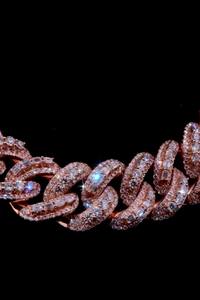 Collar de cadena cubana con moissanita redonda y baguette en tono oro rosa de 14k sobre plata 925, estilo Hip Hop Miami, a bajo precio. - Product Image 2