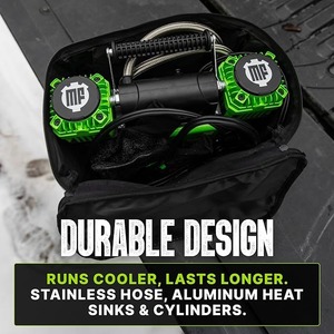 Compresseur d'air portable à double cylindre 10,6 CFM + Kit de gonflage et dégonflage de pneus Quad+ 4 avec tuyau – Convient aux empattement jusqu'à 155 pouces - Product Image 2