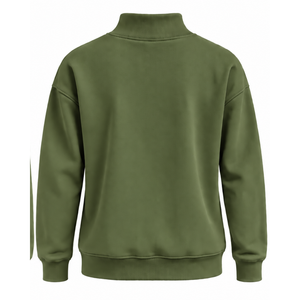 Sudadera Verde Oliva para Mujer, Cuello Alto, Manga Larga, Estilo Holgado, Informal, de Forro Polar, para Invierno, Moda Urbana - Product Image 2