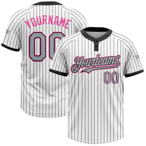 Camiseta de Softbol Personalizada con Rayas Finas y Dos Botones, con Impresión por Transferencia de Calor, 100% Poliéster, Uniforme de Equipo (Transpirable) - Product Image 1