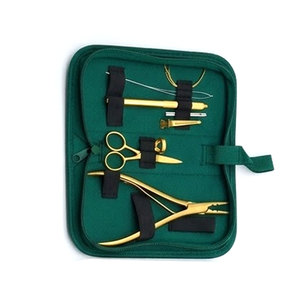 Professional Stainless Steel Hair Extension <b>Beading</b> Tool Kit with Protective Case Premium Scissors Pliers <b>Needles</b> Hook Loop Tool - Product Image 2