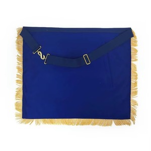 Delantal de Francmasonería Past Master Blue Lodge Azul Marino con Bordado de Corona a Mano y Borlas de Cadena de Latón Dorado MAP-0090 - Product Image 2