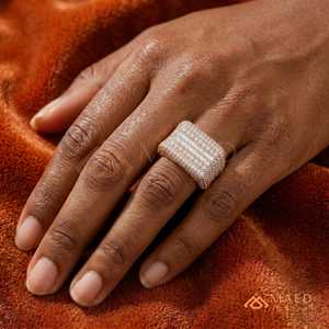 Men's Hip Hop Moissanite <b>Ring</b> Rose Gold Tone <b>Iced</b> Out Round Baguette Cut Statement <b>Ring</b> Luxury Fashion Jewelry - Product Image 3