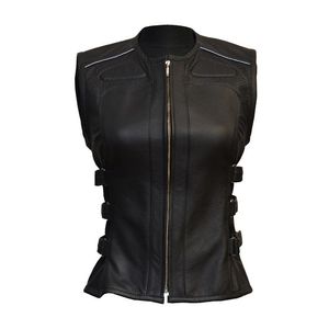 Premium Quality Winter Leather Vests for Men <b>Women</b> Triple Breasted Button Closure Moto & Biker Style OEM Exporters - Product Image 3