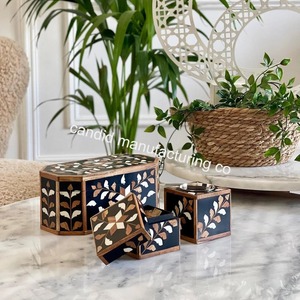 Juego de quemador de incienso Bakhoor con incrustaciones de hueso de madera, caja para incienso Mubkhar, bandeja de aromaterapia, decoración religiosa - Product Image 3